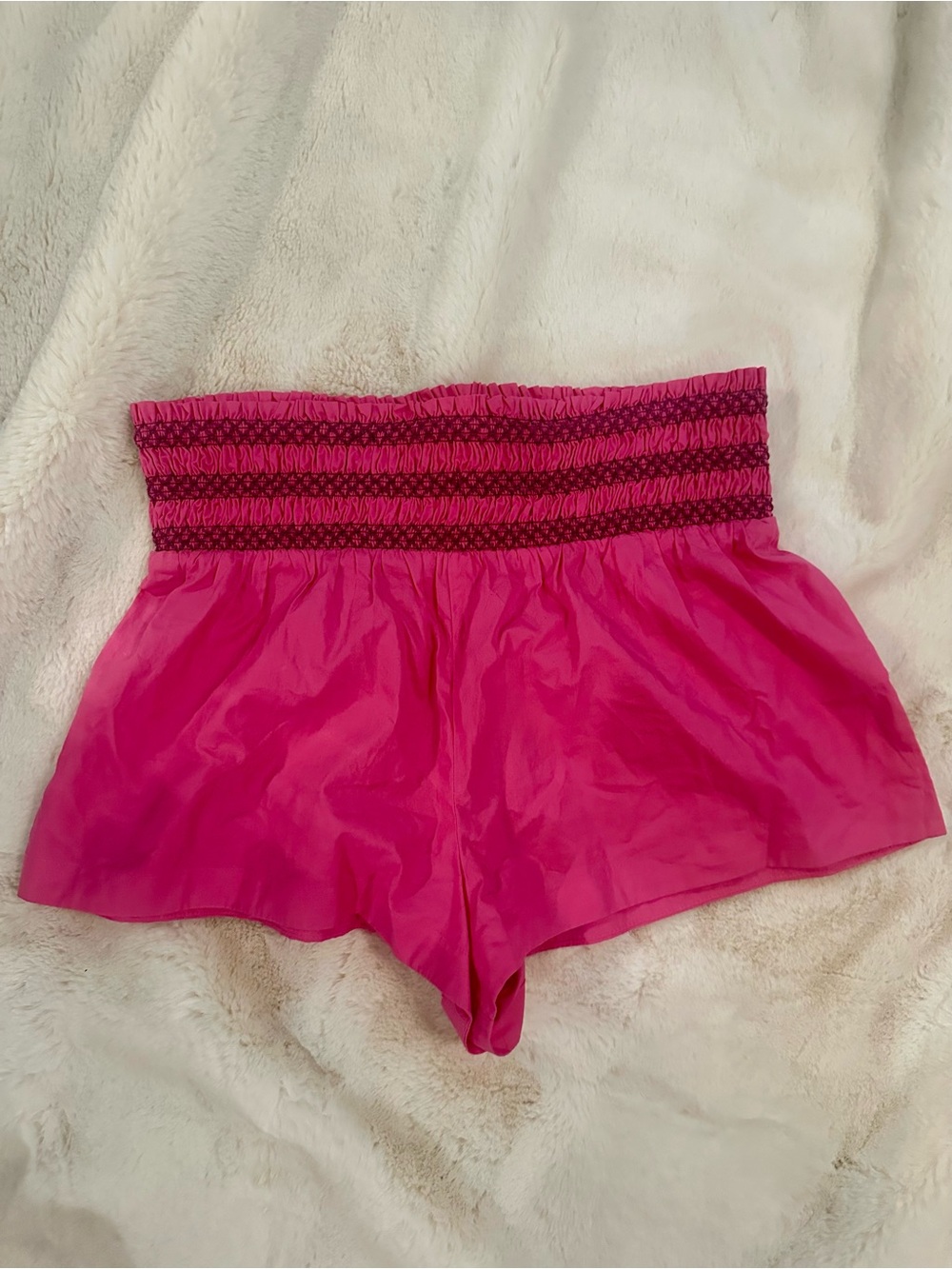 Anthropologie Women’s High-Waist Smocked Hot Pink Shorts